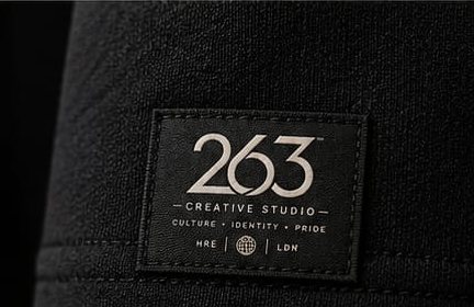 263 hem label stitched to a garment